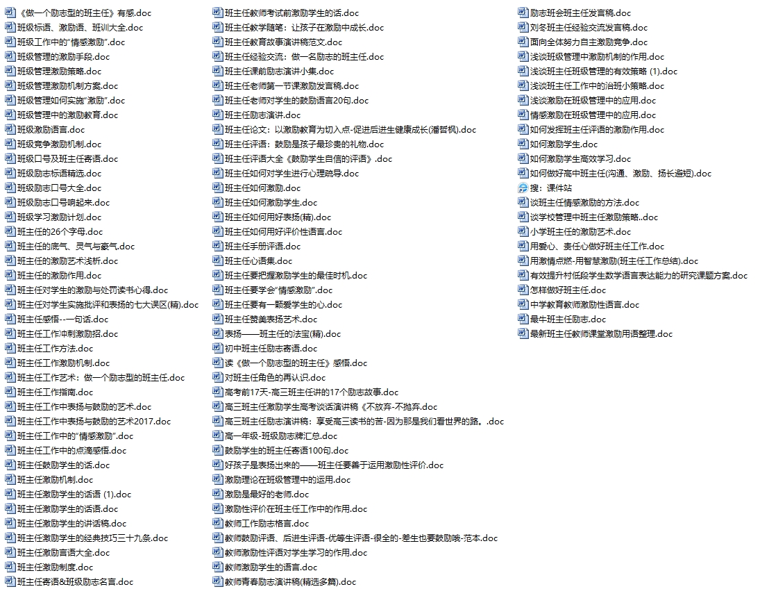 【打包下载】班主任《激励学生》制度话语范文（102份）