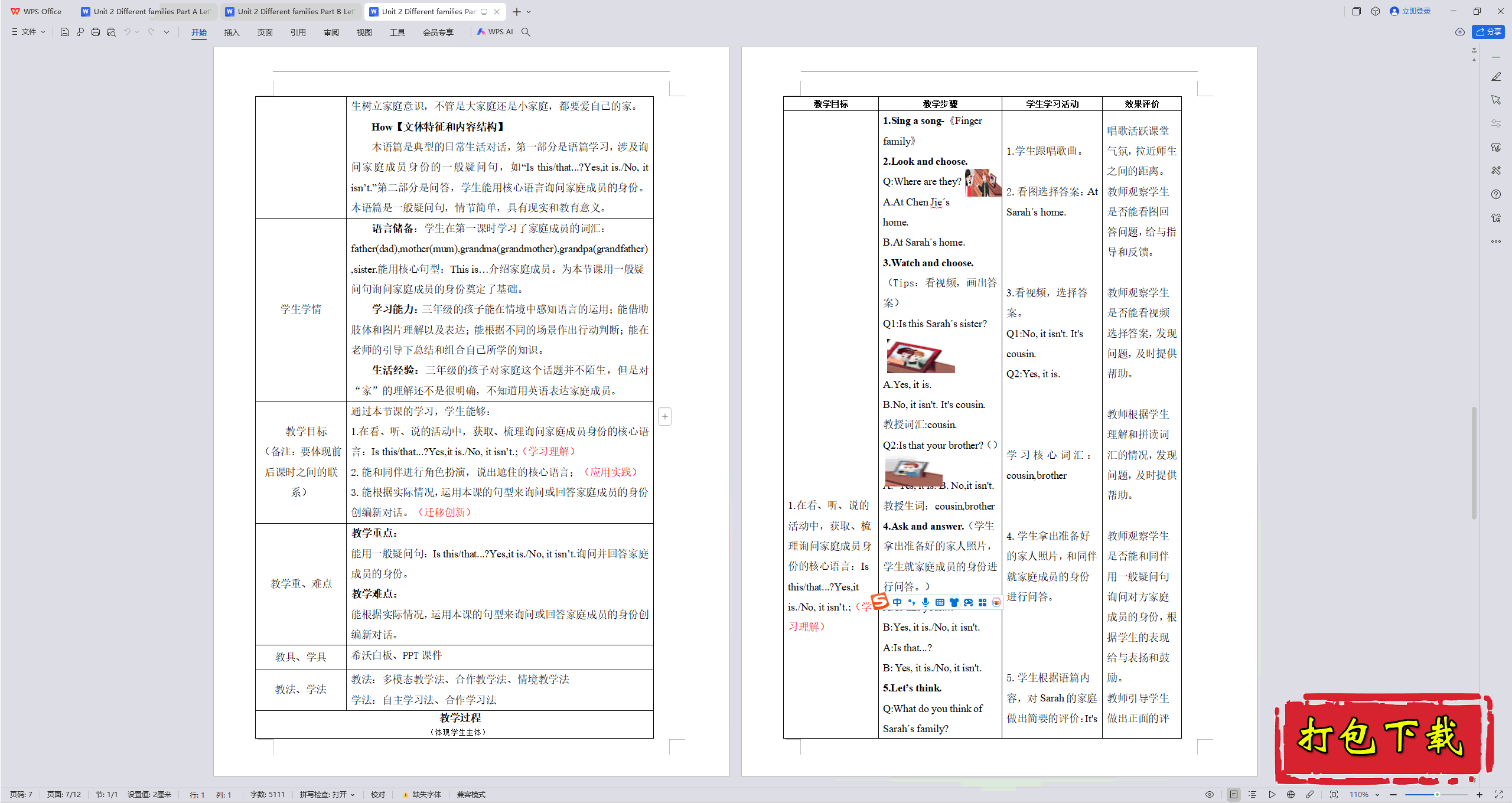 Unit 2 Different families Part B Let