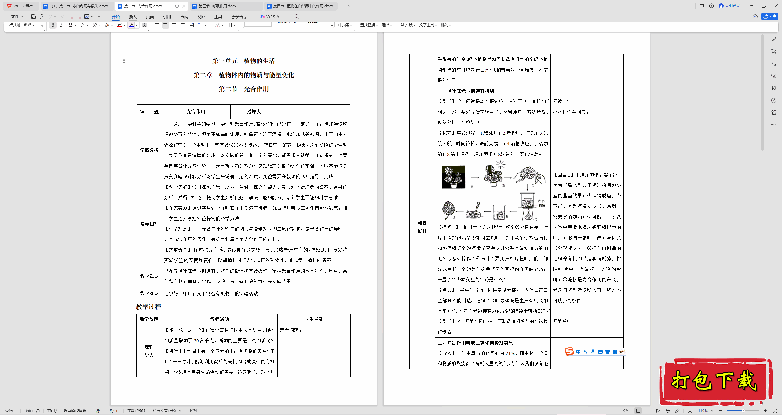 2025人教版《生物学》七年级下册：第二节 光合作用 教学设计