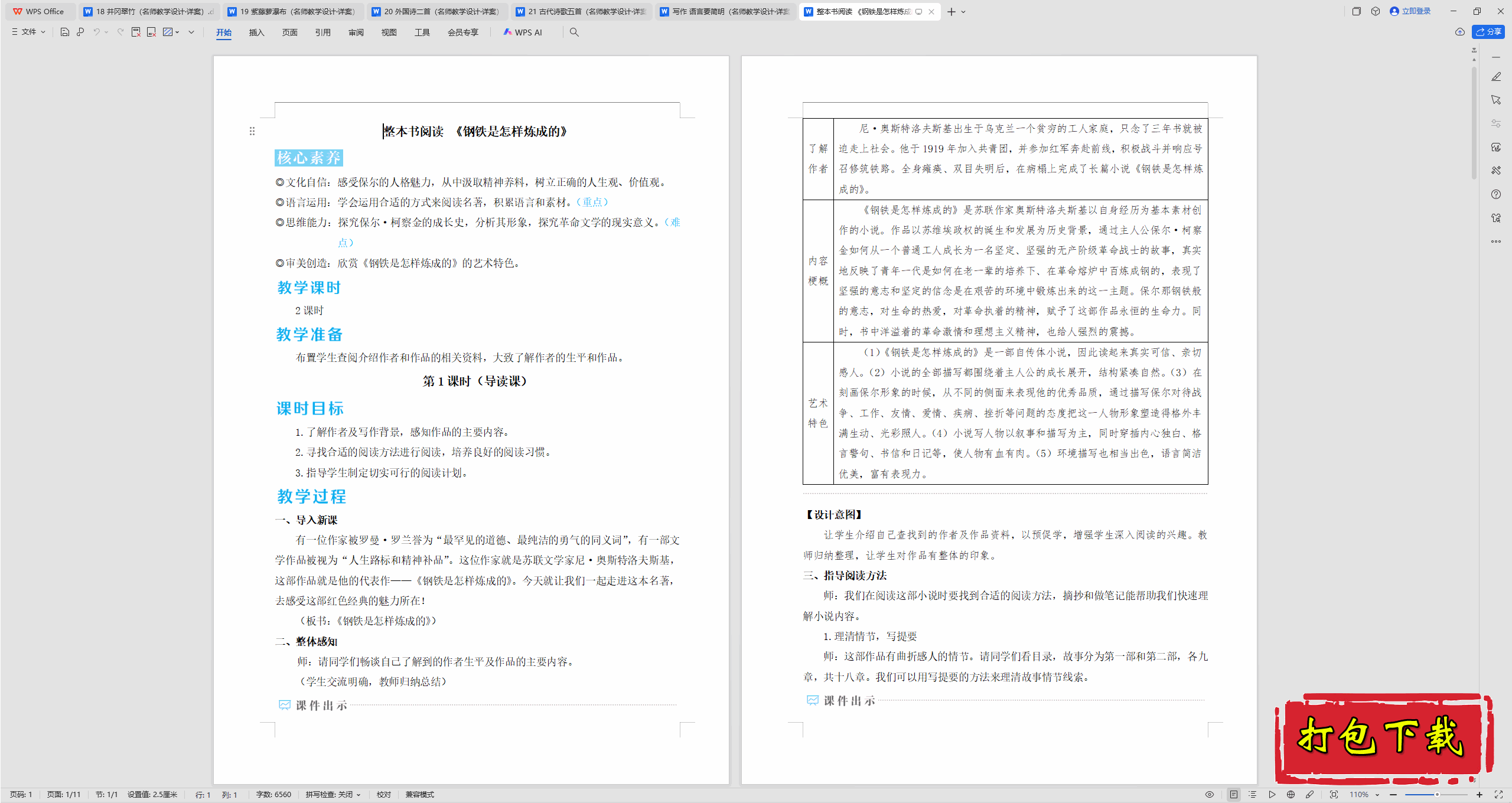 2025版七下：整本书阅读 《钢铁是怎样炼成的》 教学设计教案